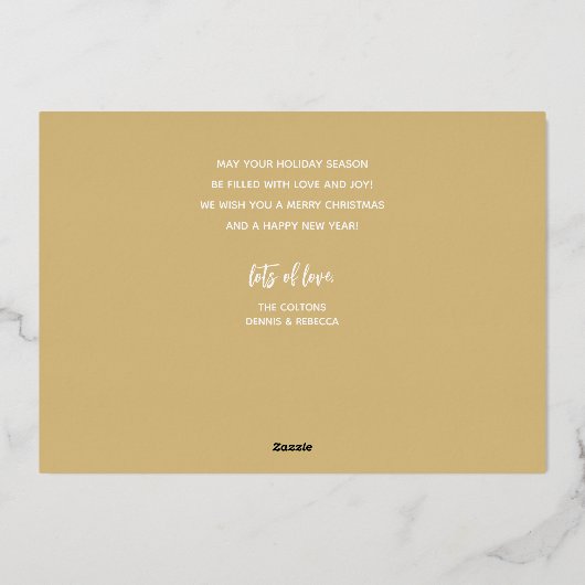 Foto Prettig Kerst Script Goud Folie Feestdagenkaart (Achterkant)