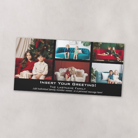 Foto - Prettig kerstfeest met 5 foto collage Feestdagenkaart