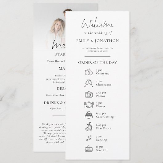 Foto Programma Icoon met Menu Bruiloft (Voorkant / Achterkant)