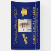 Foto PsyD Afstuderen 2025 Quote blauw en goud Spandoek (Verticaal)