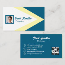 Foto QR CODE Blauw Kobalt Wit Geel Geometrisch