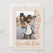 Foto QR Code Boho Aardse Hand getrokken Rozen Webs Save The Date (Voorkant)