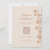 Foto QR Code Boho Aardse Hand getrokken Rozen Webs Save The Date (Achterkant)