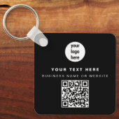Foto QR Code Business Logo Black Business Sleutelhanger (Voorkant)