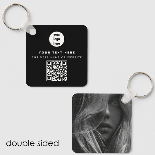 Foto QR Code Business Logo Black Business Sleutelhanger