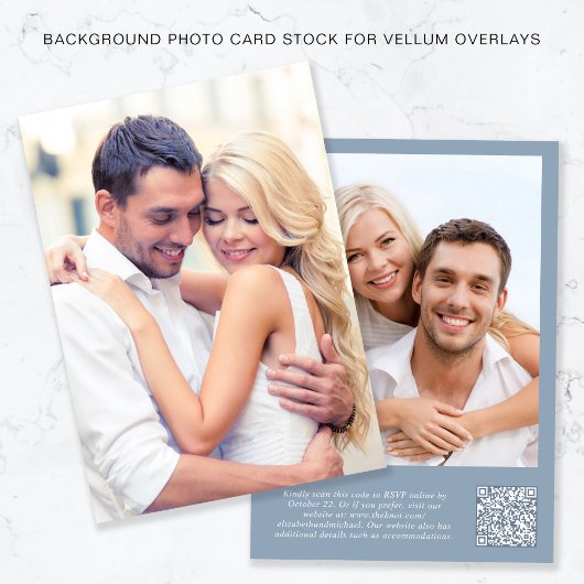 Foto QR-code Dusty Blue achtergrond Vellum Overlay Kaart