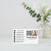 foto - qr - code en pictogrammen voor sociale medi visitekaartje (Staand voorkant)