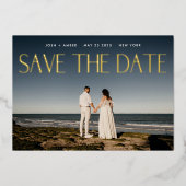 Foto QR code Gold Foil Save the Date Kaart (Voorkant)