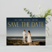 Foto QR code Gold Foil Save the Date Kaart (Staand Voorkant)