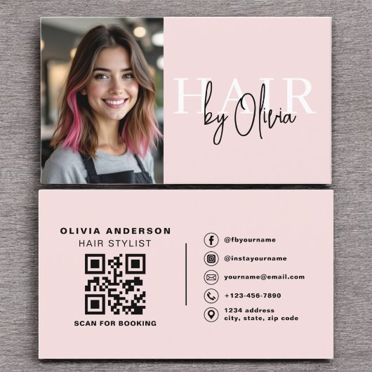 Foto QR Code Haarstylist Typografie Visitekaartje