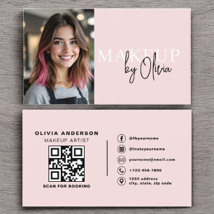Foto QR Code Make-up Artist Blush Pink Visitekaartje