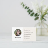 Foto QR Code Minimalist Beige Visitekaartje (Staand voorkant)