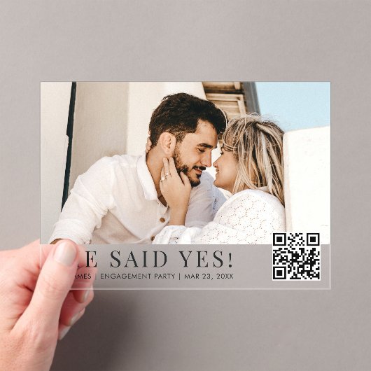 Foto QR Code Modern Engagement Party Acryl Uitnodigingen (Insitu (Draagbaar))