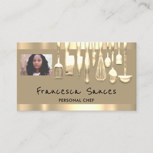 Foto QR Code Personal Chef Cooking Lounge Mustard Visitekaartje (Voorkant)