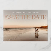 Foto QR code Roos Gold Foil Save the Date Kaart (Voorkant)