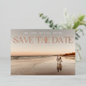 Foto QR code Roos Gold Foil Save the Date Kaart (Staand Voorkant)