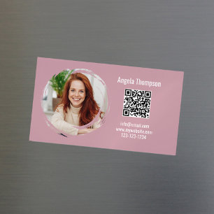 Foto QR-code Roze Moderne Magnetische  Magnetisch Visitekaartje
