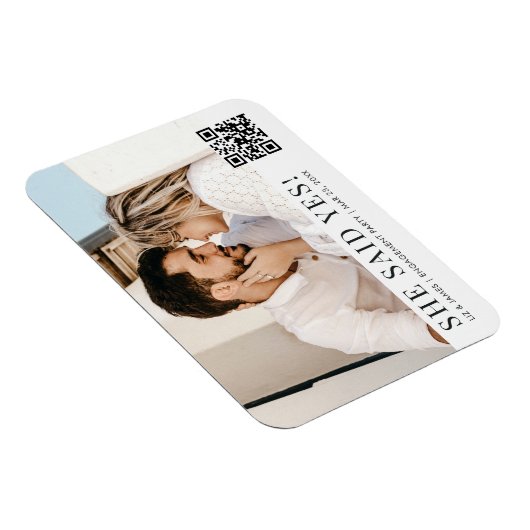 Foto QR Code Trendy Engagement Party Uitnodiging Magneet (Rechterzijde)