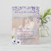 Foto QR Code Waterverf Wisteria Wedding Kaart (Staand voorkant)