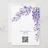 Foto QR Code Waterverf Wisteria Wedding Kaart (Achterkant)