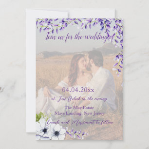 Foto QR Code Waterverf Wisteria Wedding Kaart