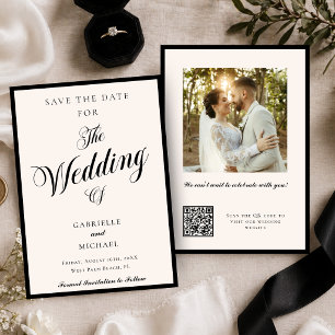 Foto QR-code Zwart en Ivoor Oude Geld Huwelijk Save The Date