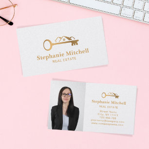 Foto Real Estate Realtor Key House Gold invoegen Visitekaartje