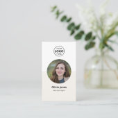 Foto Realtor QR Code Beige Visitekaartje (Staand voorkant)