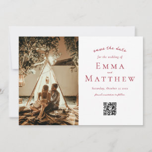 Foto Red Arabic Tegel Pattern met QR Save The Date