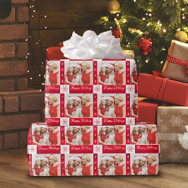 Foto Red Holiday Wrapping Paper Cadeaupapier