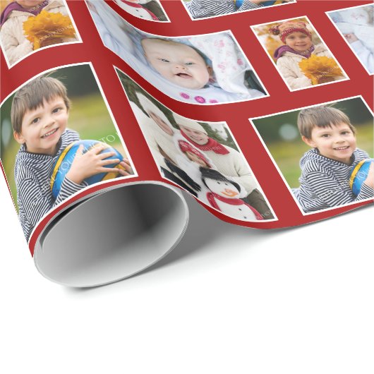 Foto Red Holiday Wrapping Paper Cadeaupapier (Rol Hoek)