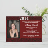 Foto: Red Leopard Afstuderen Invitation Kaart (Staand voorkant)