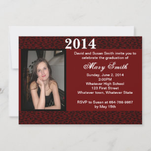 Foto: Red Leopard Afstuderen Invitation Kaart