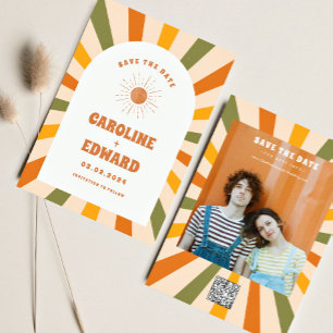 Foto Regenboog Golvend Groovy Bewaar de Datum Qr C Save The Date
