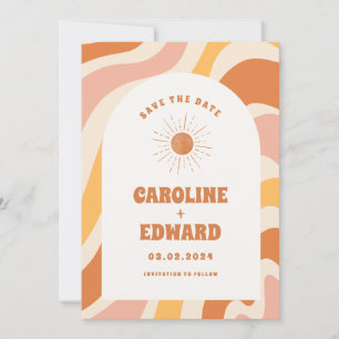 Foto Regenboog Golvend Groovy Bewaar de Datum Qr C Save The Date