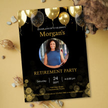 Foto Retirement Party Gold Balloon Save the Date