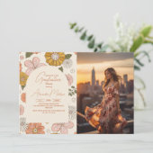 Foto Retro Groovy 70's Theme Afstuderen Kaart (Staand voorkant)