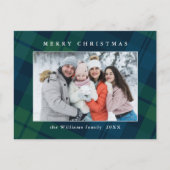 Foto Retro Kerst Plaid Groet Vakantie Briefkaart (Voorkant)