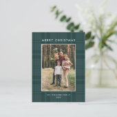 Foto Retro Kerst Plaid Groet Vakantie Briefkaart (Staand voorkant)