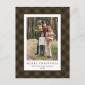 Foto Retro Kerst Plaid Groet Vakantie Briefkaart (Voorkant)