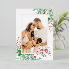 Foto Rode Vrolijke Kerstmis aanpassen Folie Feestdagenkaart