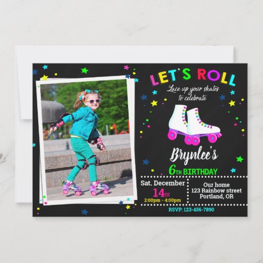 Foto Roller verjaardagsuitnodiging Sk8 uitnodiging (Voorkant)