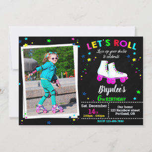 Foto Roller verjaardagsuitnodiging Sk8 uitnodiging