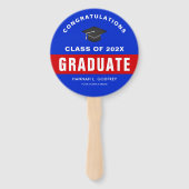 Foto rood en blauw Afstuderen gefeliciteerd Handwaaier (Voorkant)