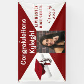 Foto rood en wit Afstuderen van vinyl Spandoek (Verticaal)