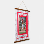 Foto rood en wit Baseball Hangend Wandkleed (Gebogen)