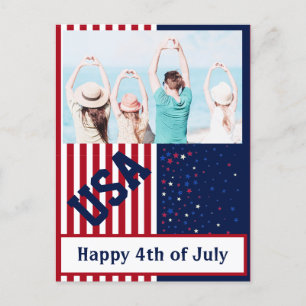 Foto Rood Wit Blauw Sterren VS Amerika 4 juli Feestdagenkaart