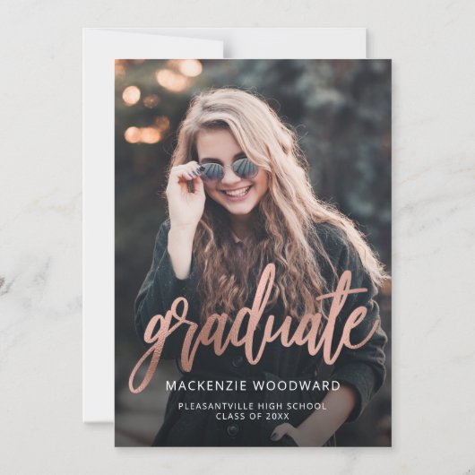 Foto Roos Gold Magnetic Afstuderen koninklijke pub Magnetische Uitnodiging (Voorkant)