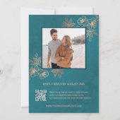 Foto Roos Goud Blauwgroen bruiloft Kaart (Achterkant)
