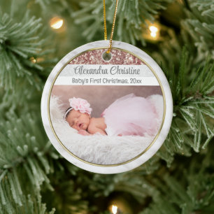 Foto Roos Goud Dubbelzijdig 2 Afbeelding Baby Eers Keramisch Ornament